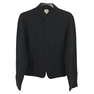Anne Klein Wool Full Zip Black Sweater Jacket Womens Small